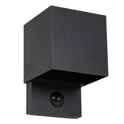 Lucide TADZIO - Applique murale Intérieur/Extérieur - LED - CCT - 1x7W 2700K/4000K - IP65 - Détecteur De Mouvement - Noir - Essential - éteint